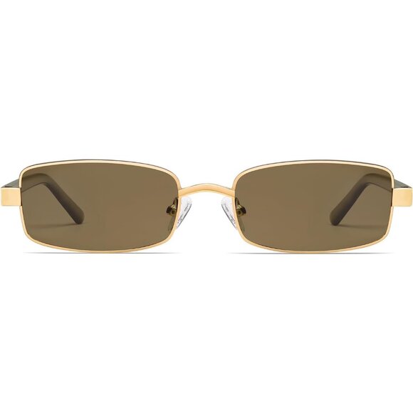 ✨Women\'s Brown Retro Rectangle Polarized Trendy Slim Narrow Frame Sunglasses main image 4